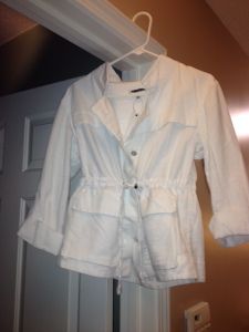 Brand New Calvin Klein three quarters coat! Perfect white for spring! Only $9.99! The tag from the boutique that it was at says $129.50! That's just crazy!